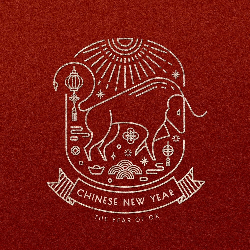 Chinese Ox Year gold psd design element