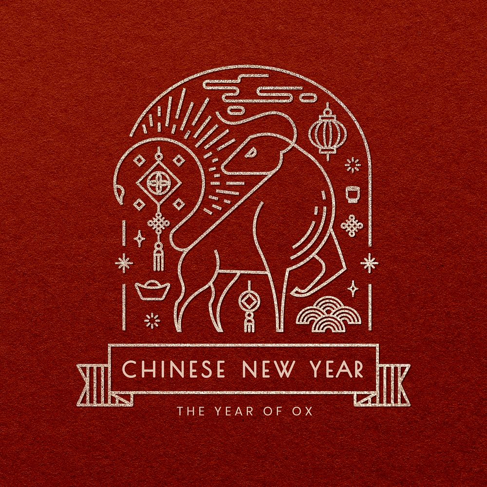 Chinese Ox Year psd gold design element