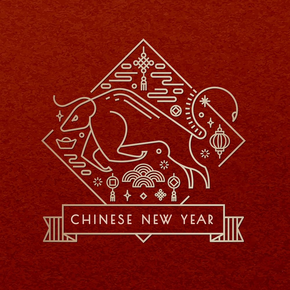 Chinese Ox Year gold vector design element