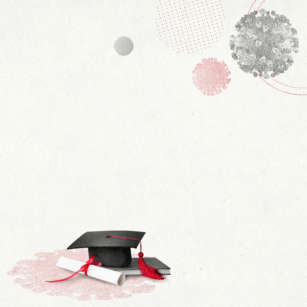 Graduation in covid-19 background psd with blank space