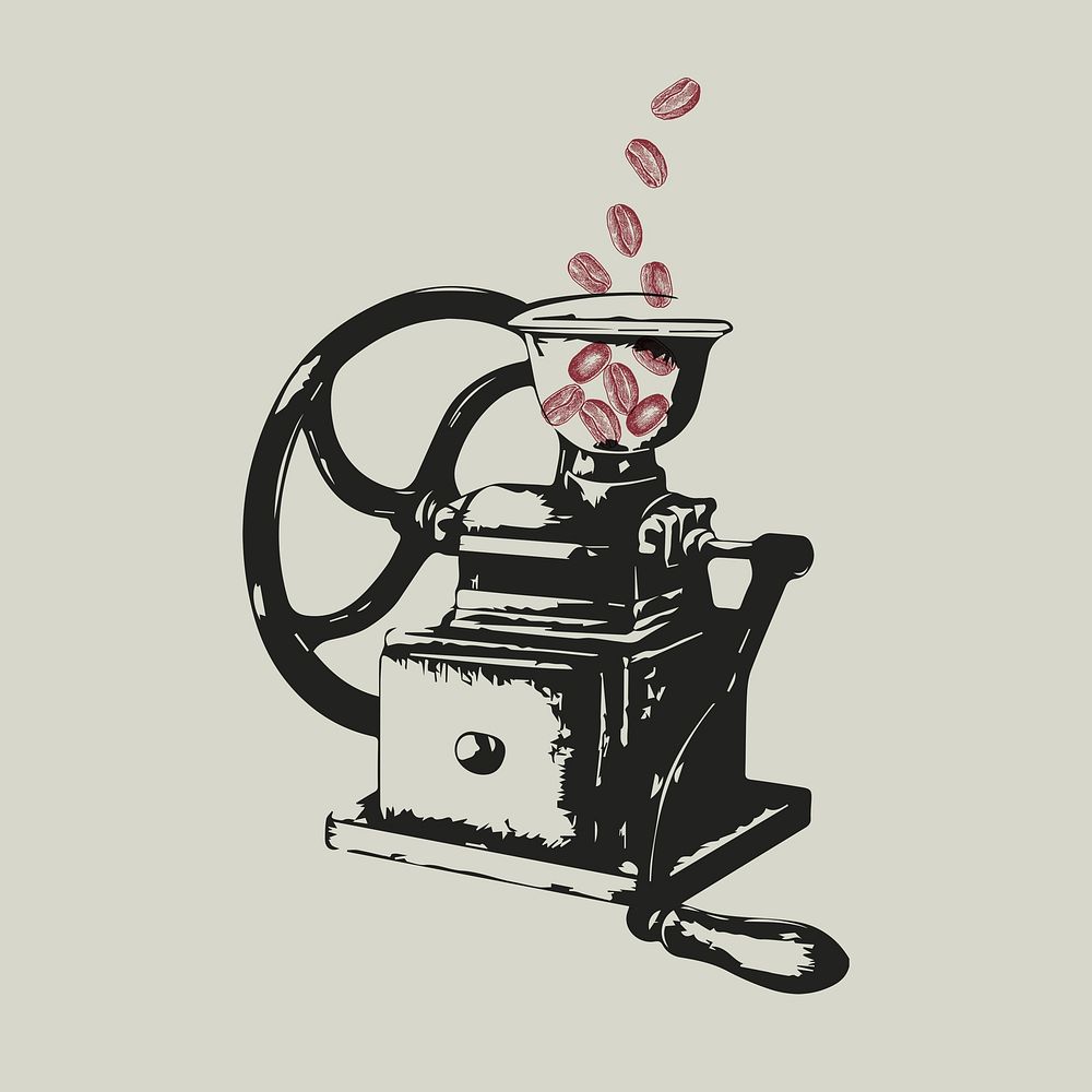 Retro manual coffee grinder logo psd business corporate identity illustration
