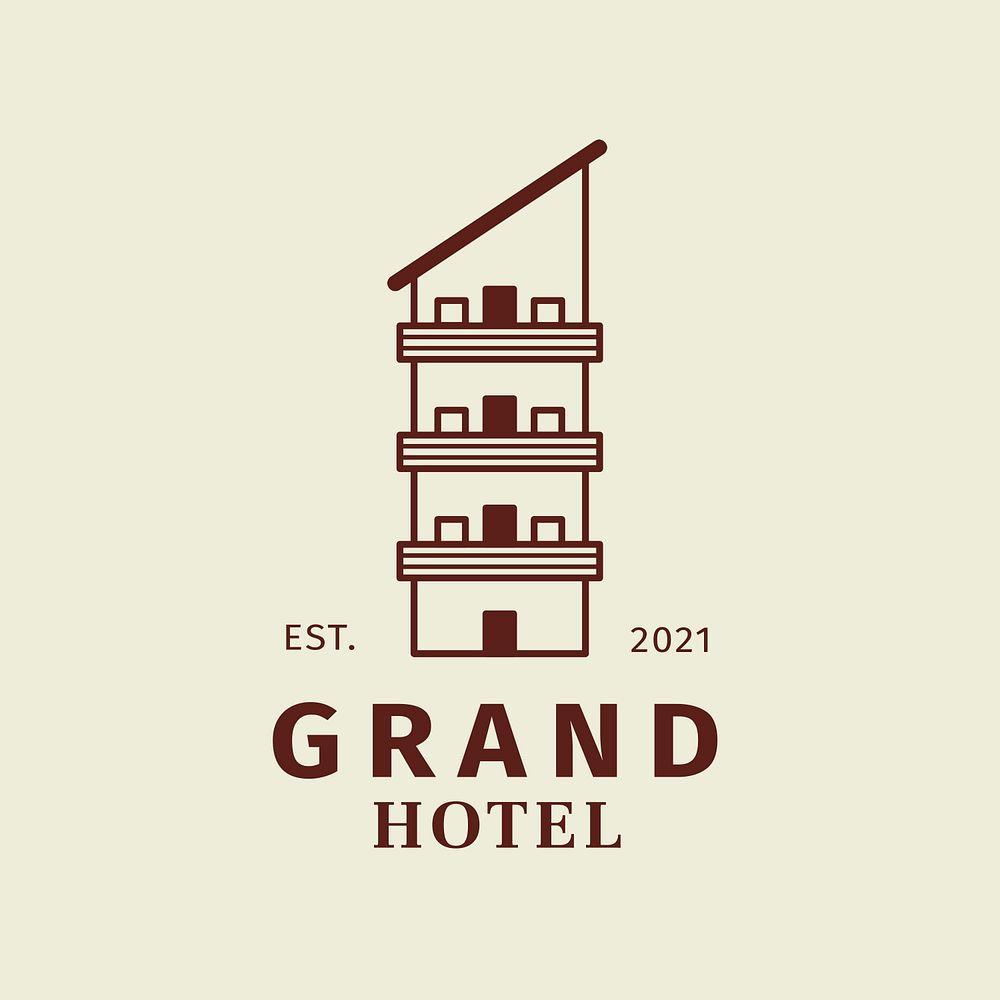 Editable hotel logo psd business corporate identity with grand hotel text