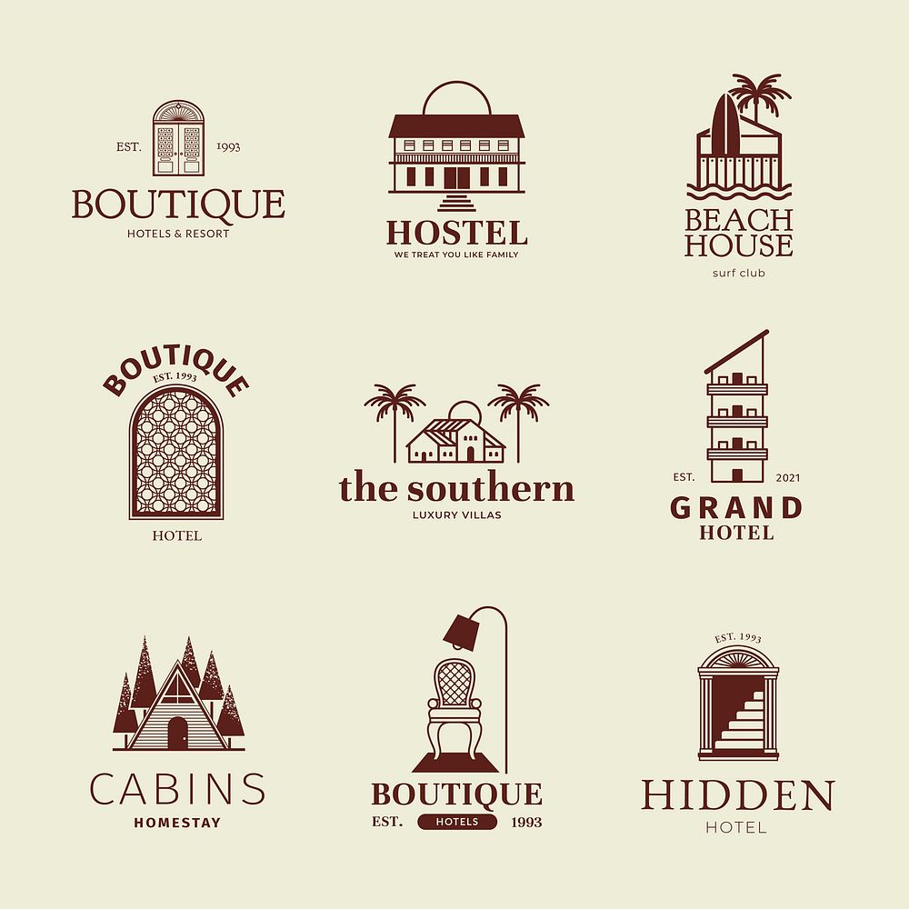 Hotel logo vector business corporate identity set