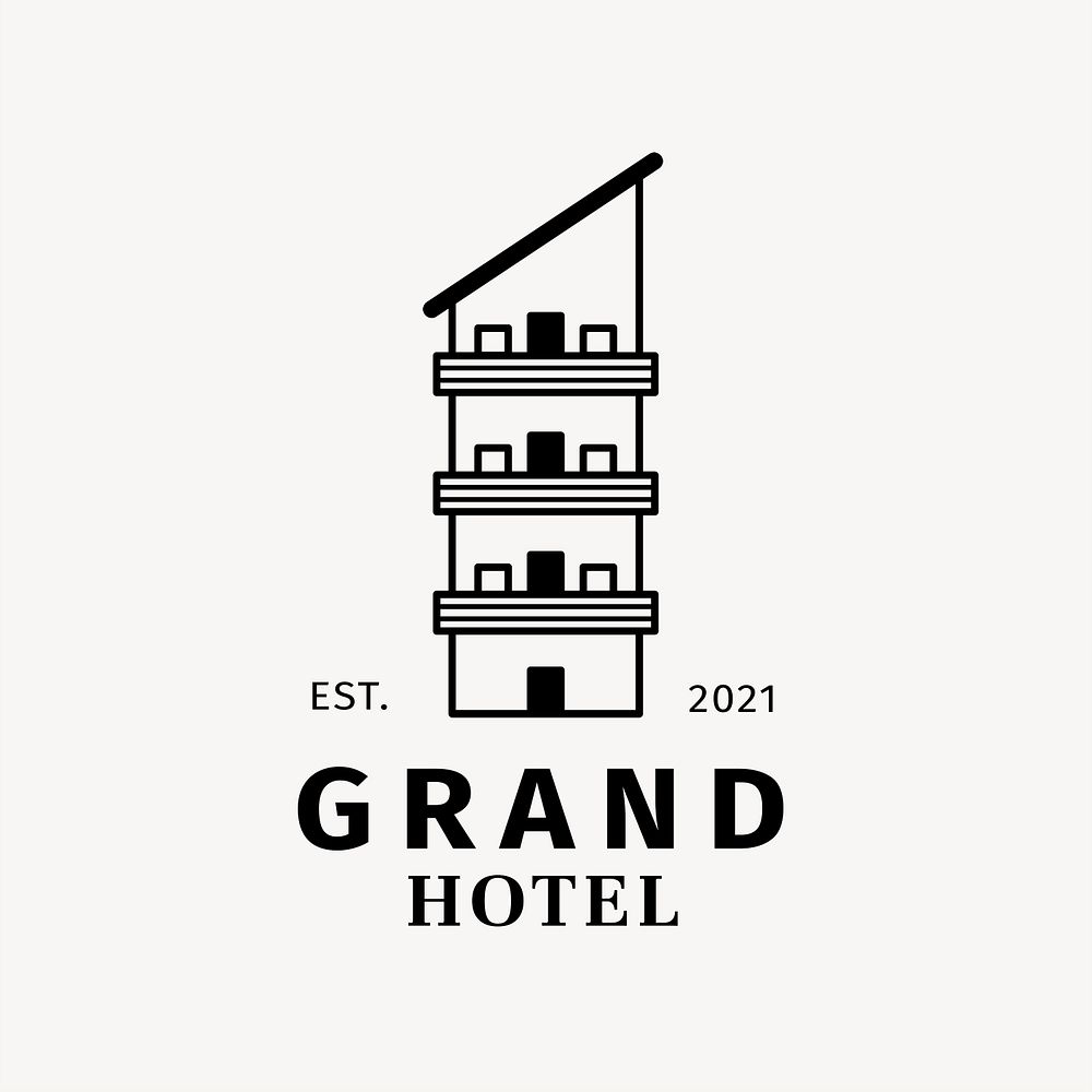 Editable hotel logo psd business corporate identity with grand hotel text