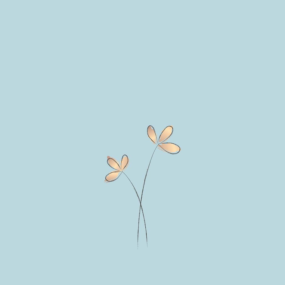 Doodle flower psd with blue background
