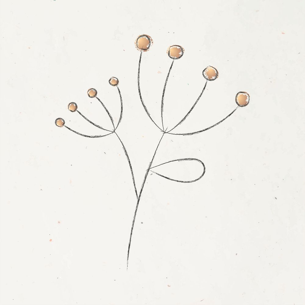 Minimal doodle flower psd on beige background