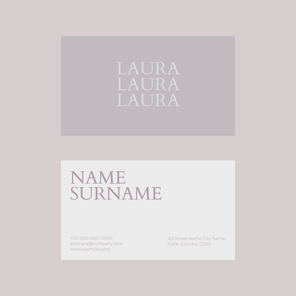 Business card template psd in white and gray tone flatlay