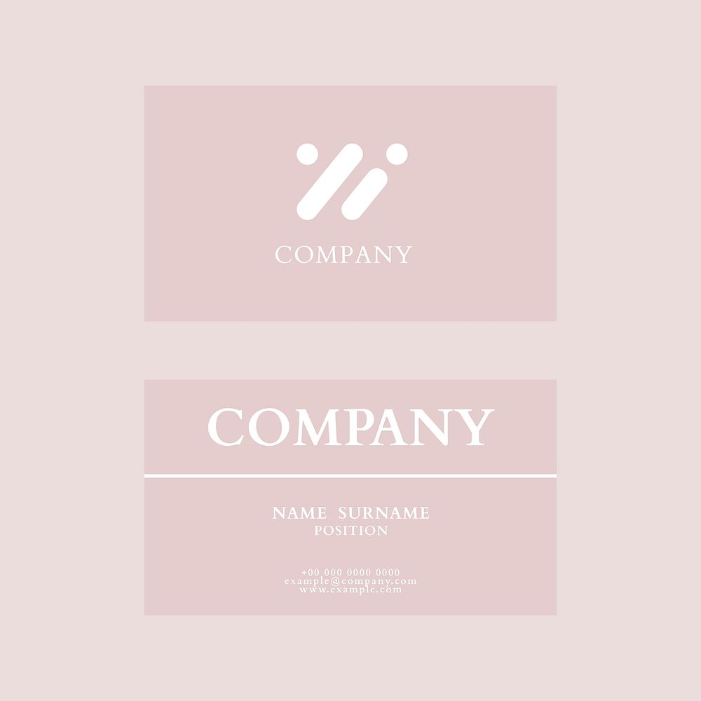 Business card template psd in pink tone flatlay