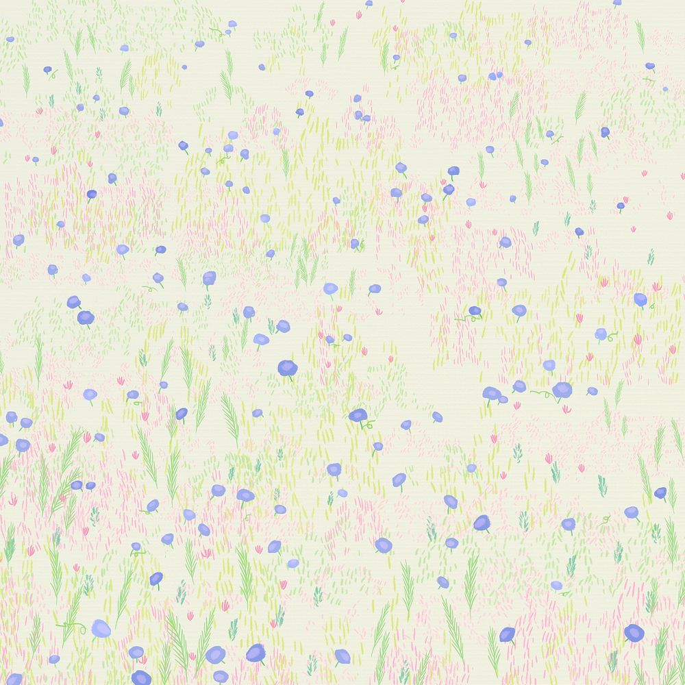 Sketched flower field vector background bird eye view social media post