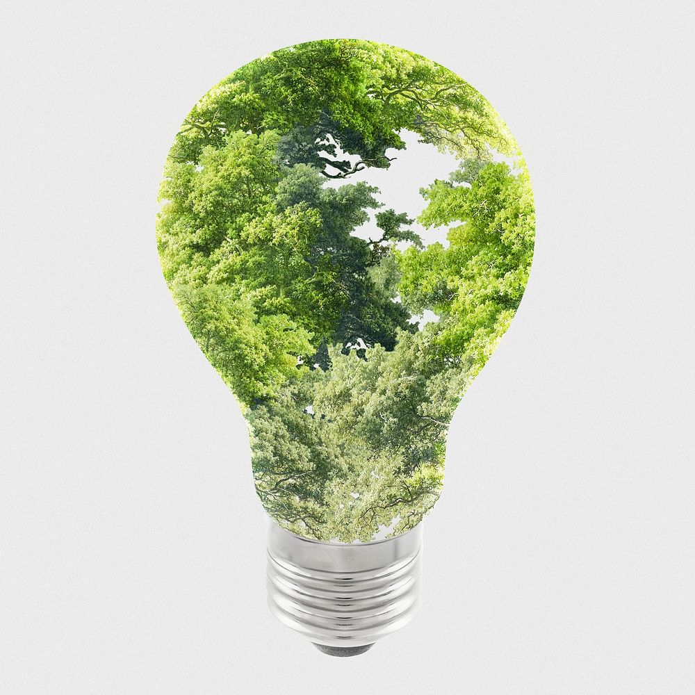 Energy saving light bulb psd green trees