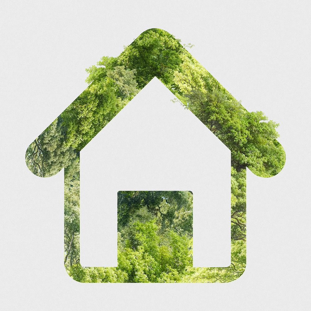 Green planted house symbol psd sustainable living concept