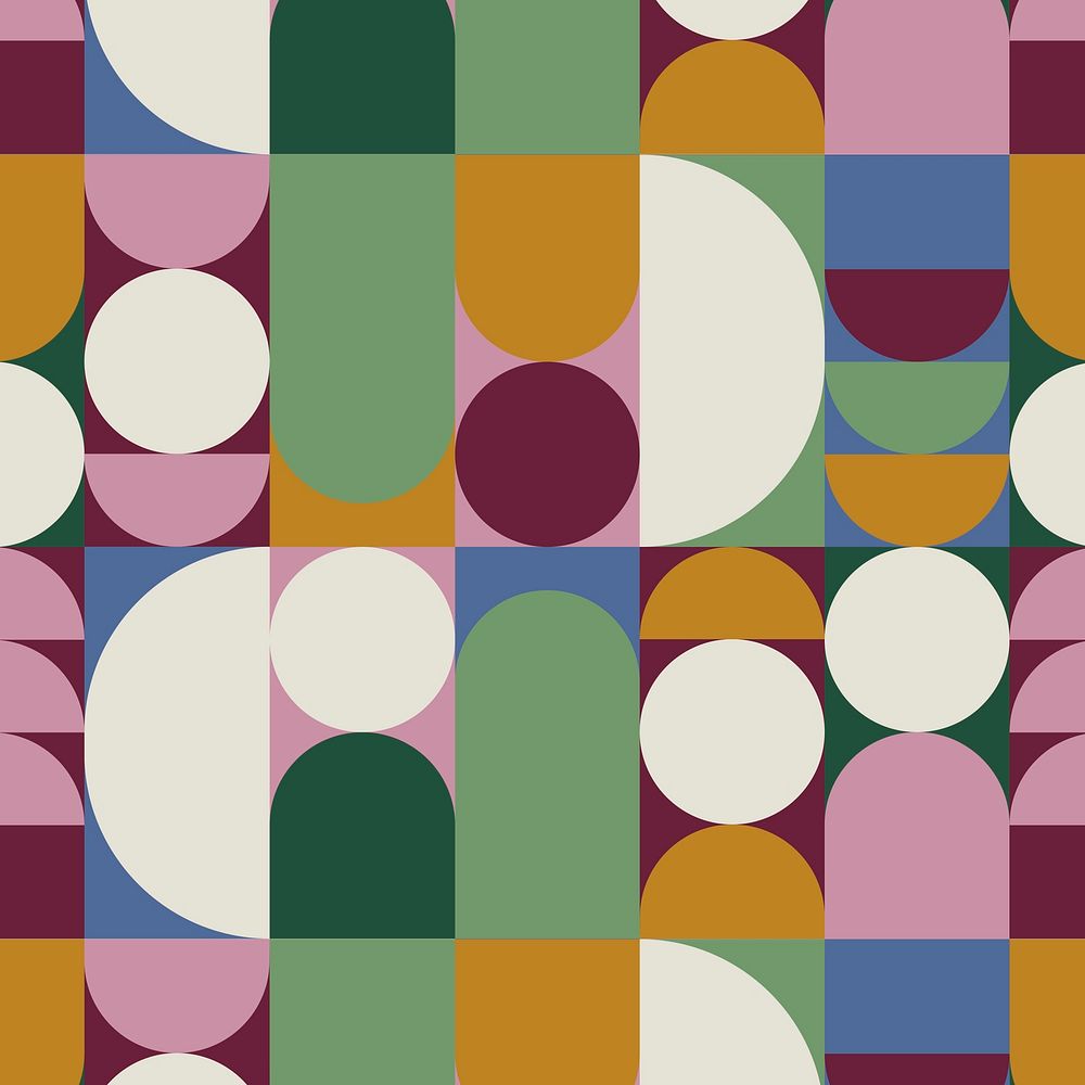 Colorful retro geometric pattern vector with circle shapes