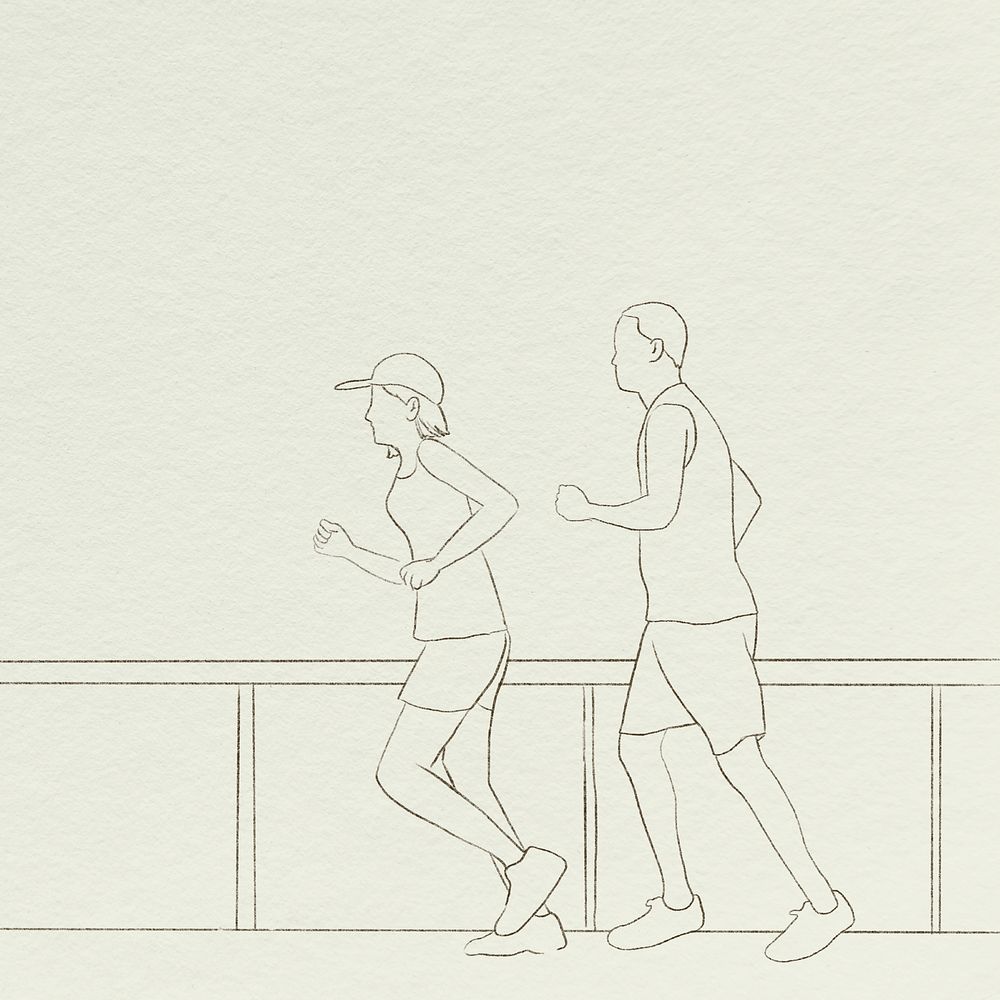 Runners background psd simple line drawing