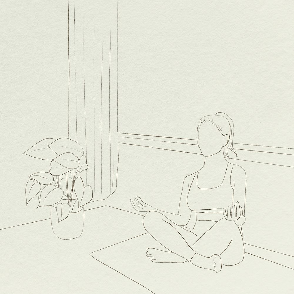 Yoga background psd simple line drawing
