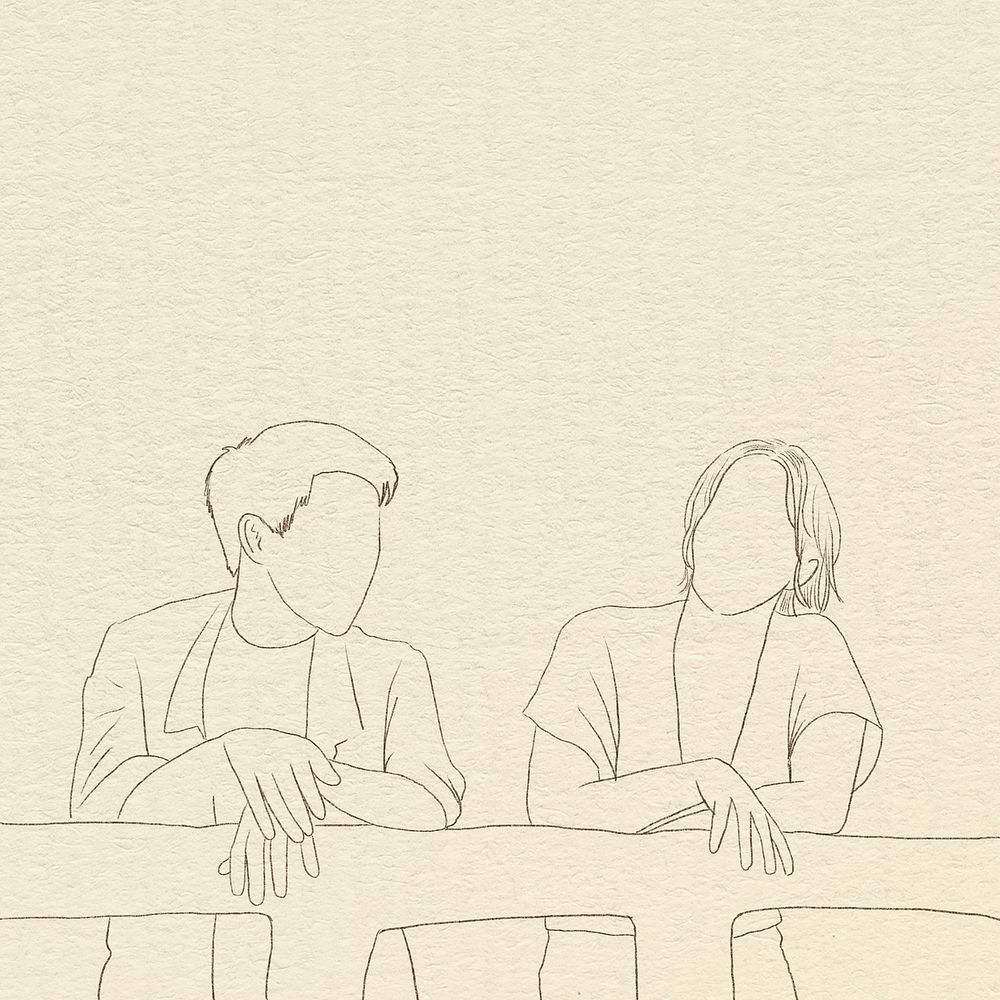 Couple background psd falling in love simple line drawing