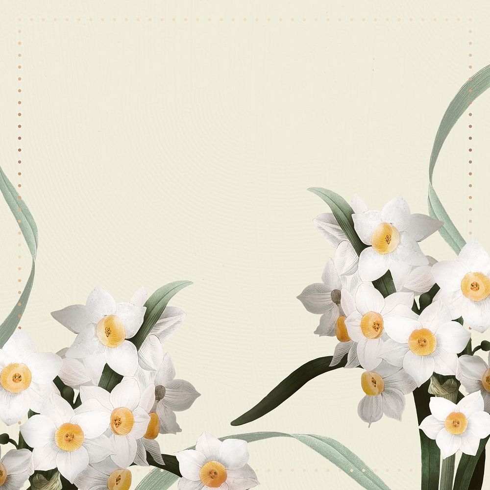 Wedding frame psd with daffodil border