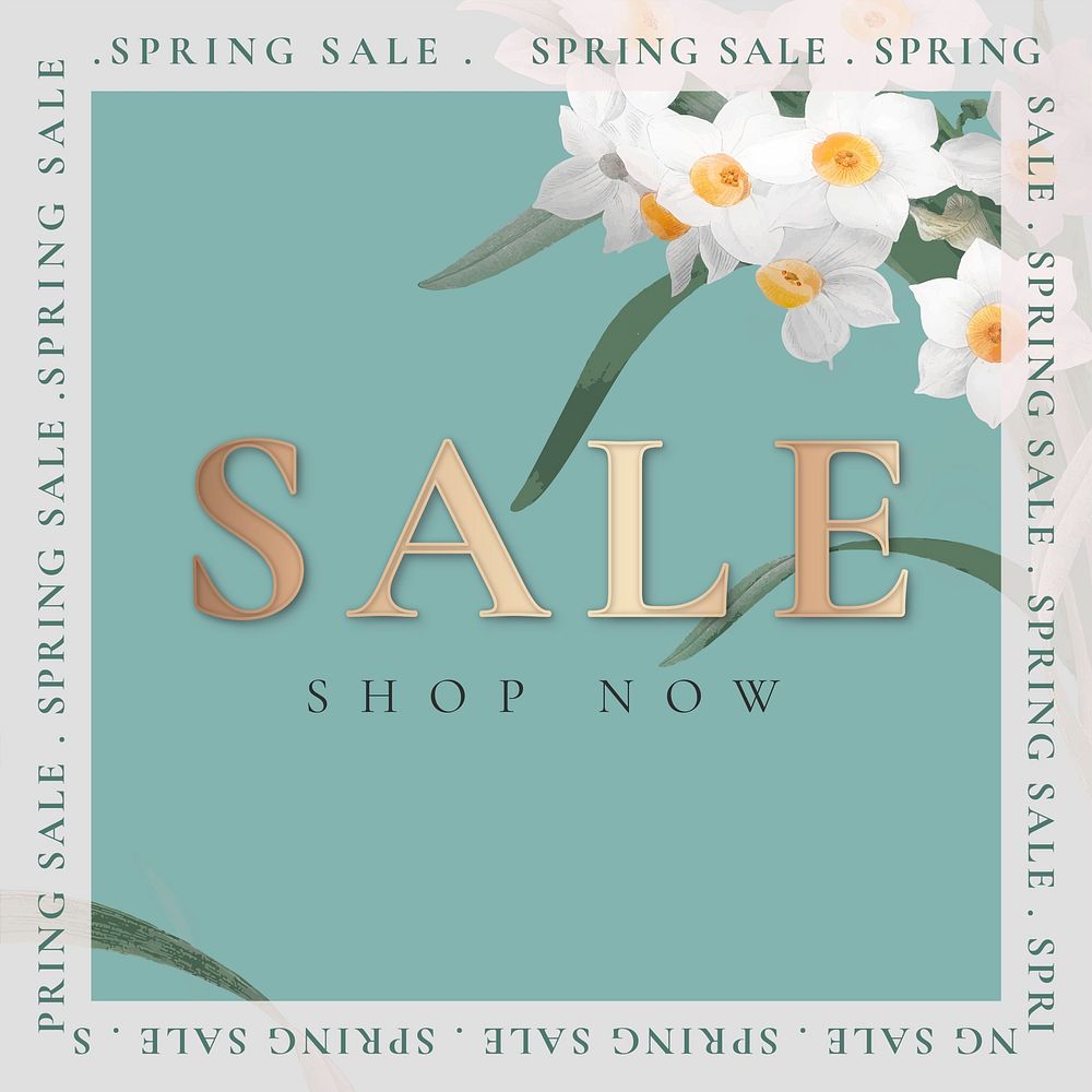 Spring sale template vector for social media ad