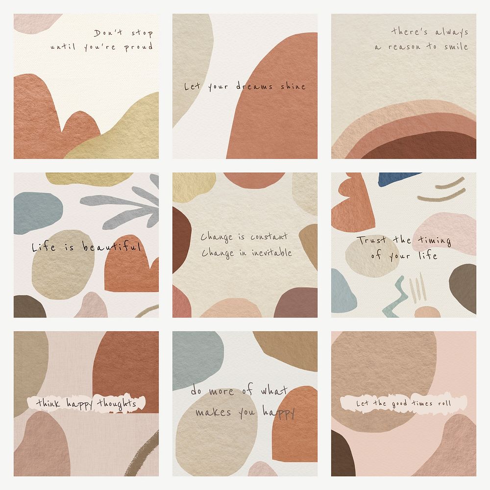 Editable motivational quote templates vector earth tone abstract design