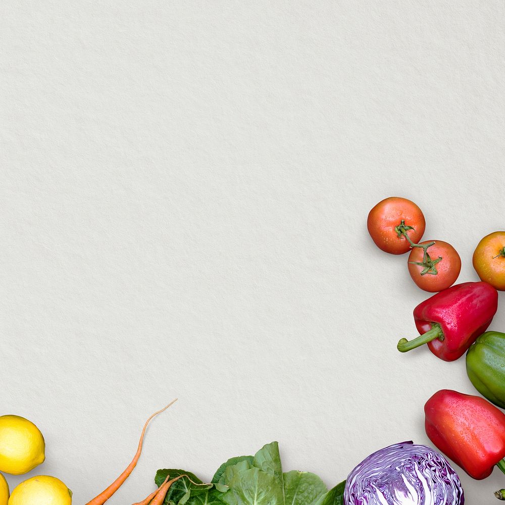 Vegetables border gray background psd for health and wellness campaign