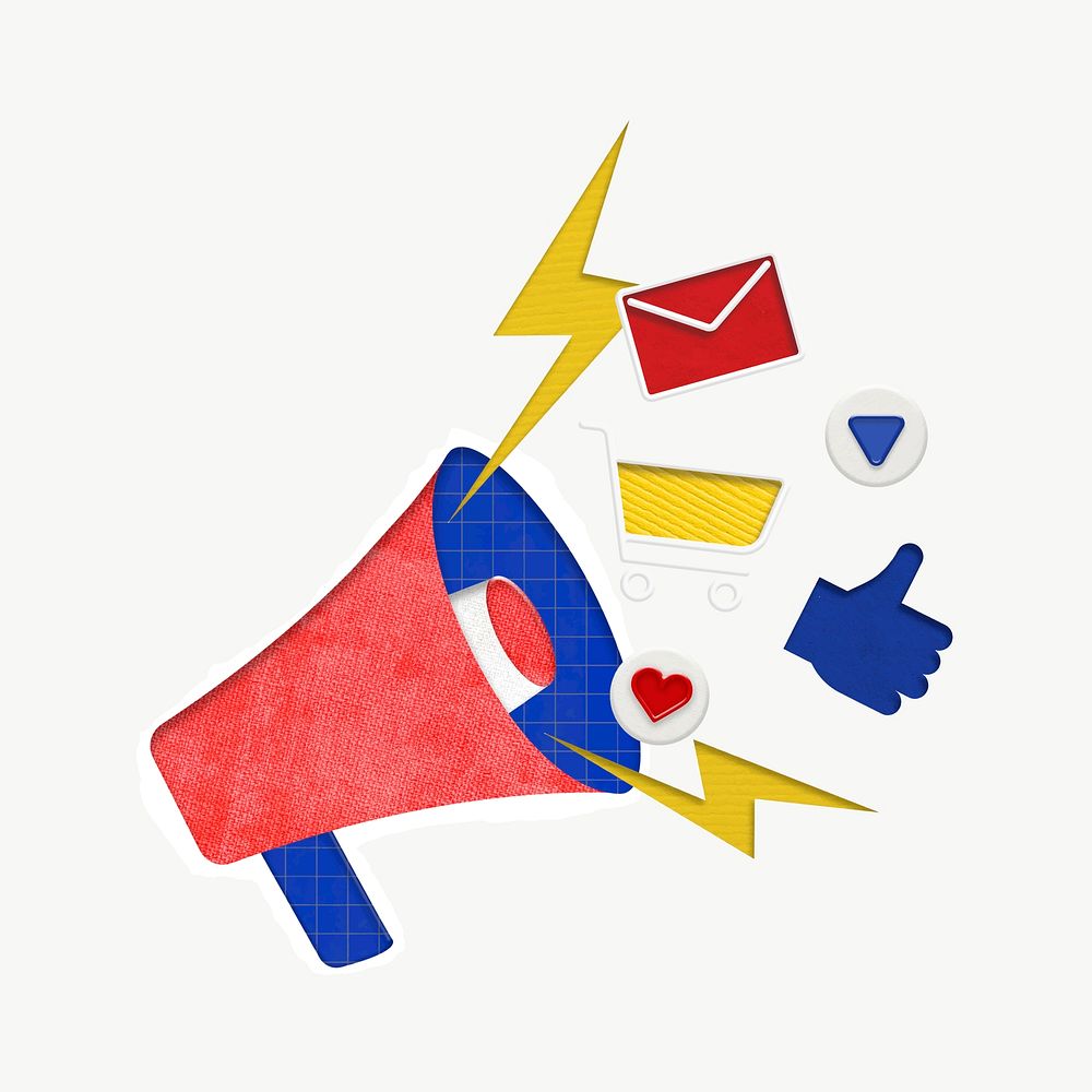 Red megaphone colorful vector graphic for digital advertising
