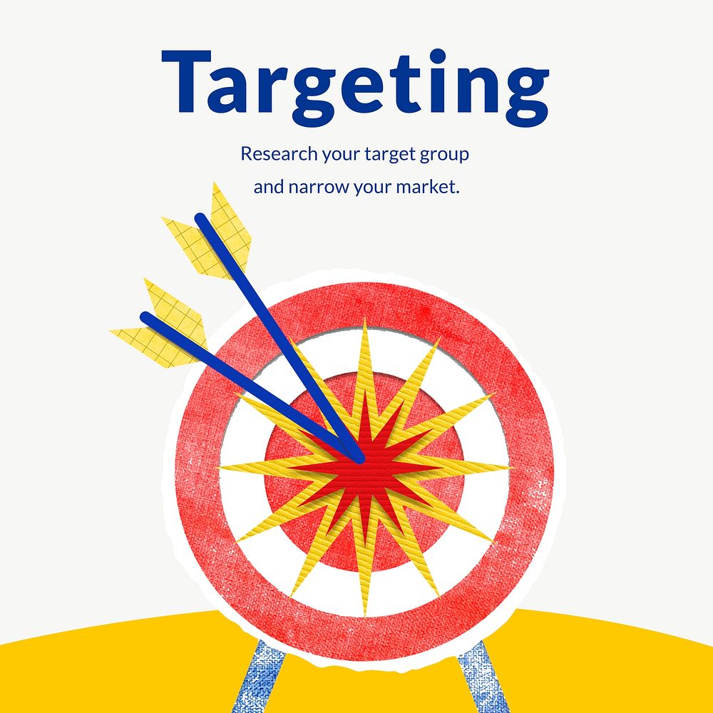 Market targeting business template vector with dart arrow graphic