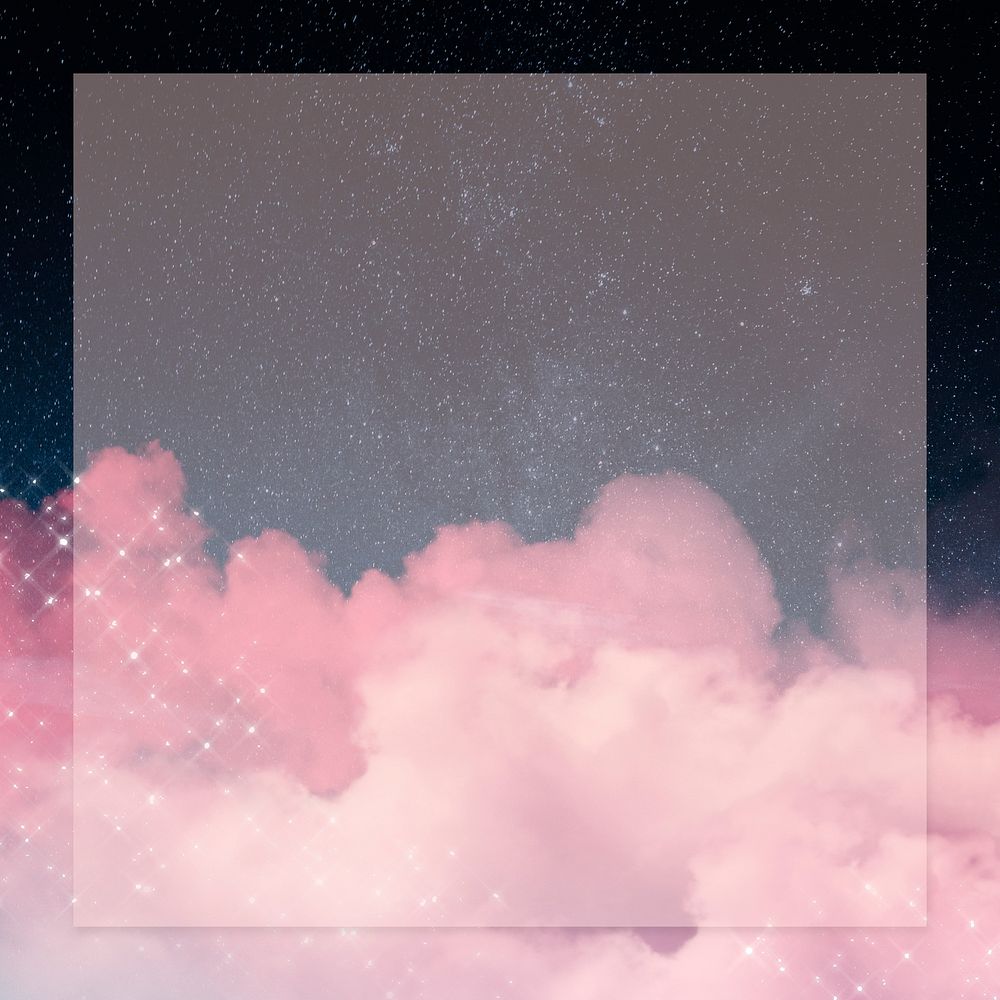 Galaxy frame with sparkling pink cloud