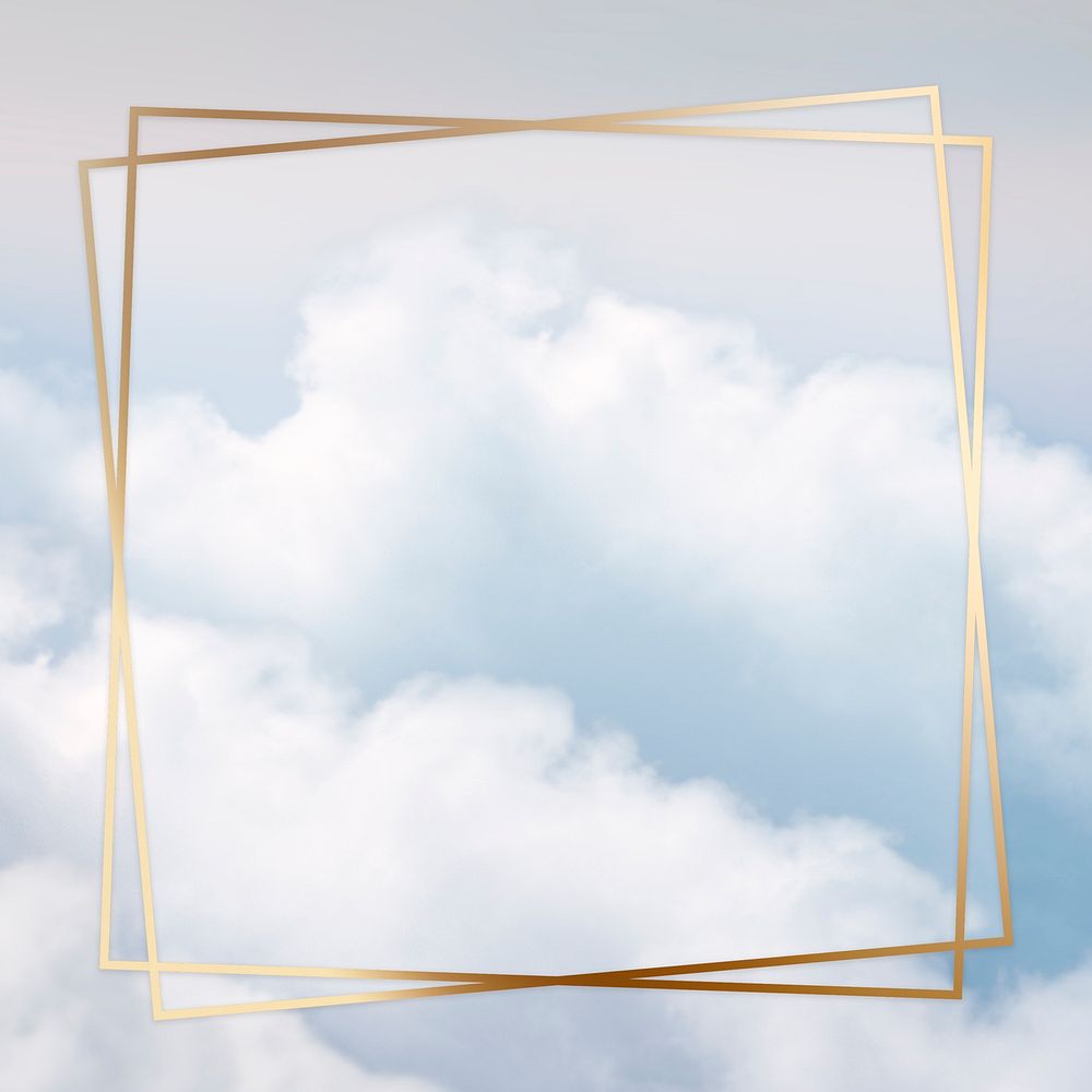 Gold frame on blue sky with cloud