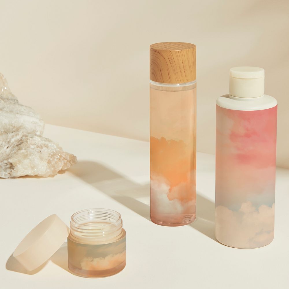 Cosmetic jars and bottles of beauty product