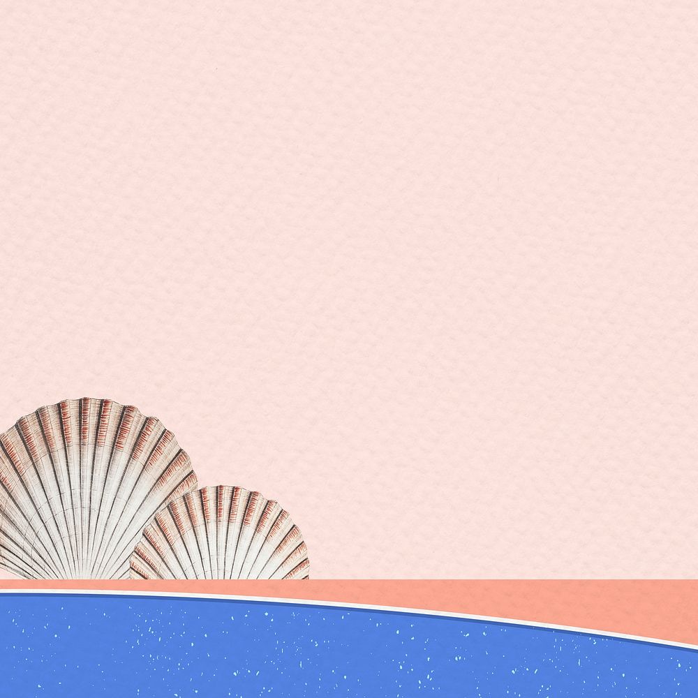 Beach background psd with clam shells, remixed from artworks by Augustus Addison Gould