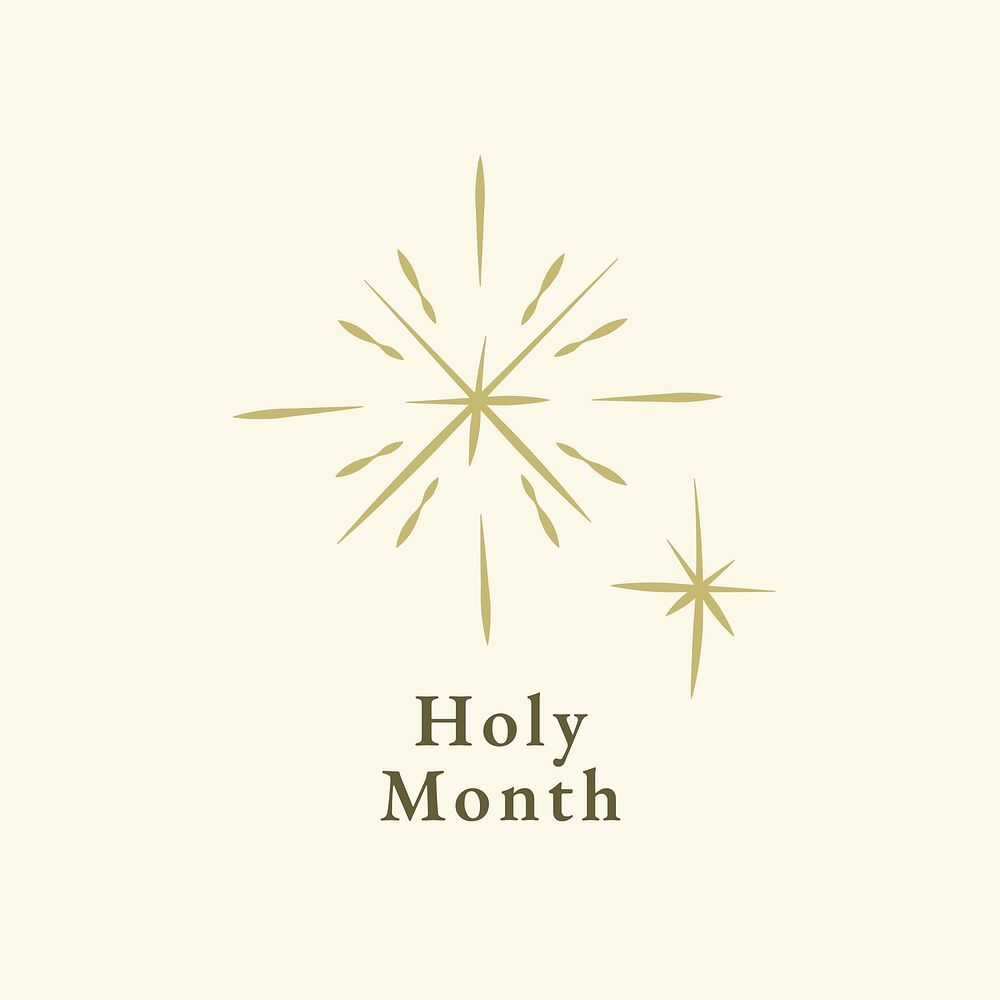 Gold sparkle icon light effect style with holy month text