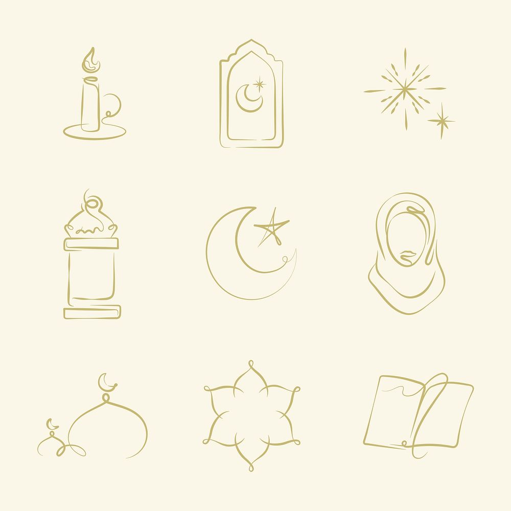 Islamic doodle logo psd set