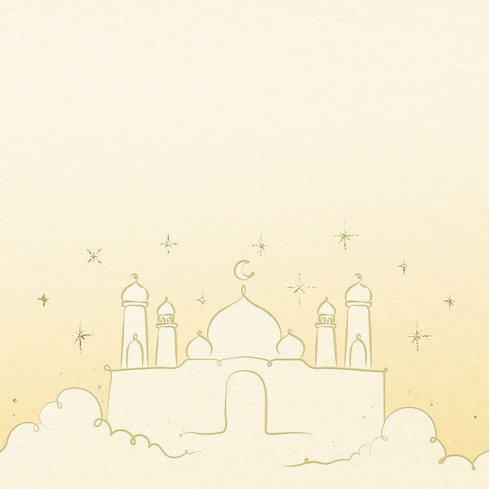 Yellow background psd with Islamic architecture