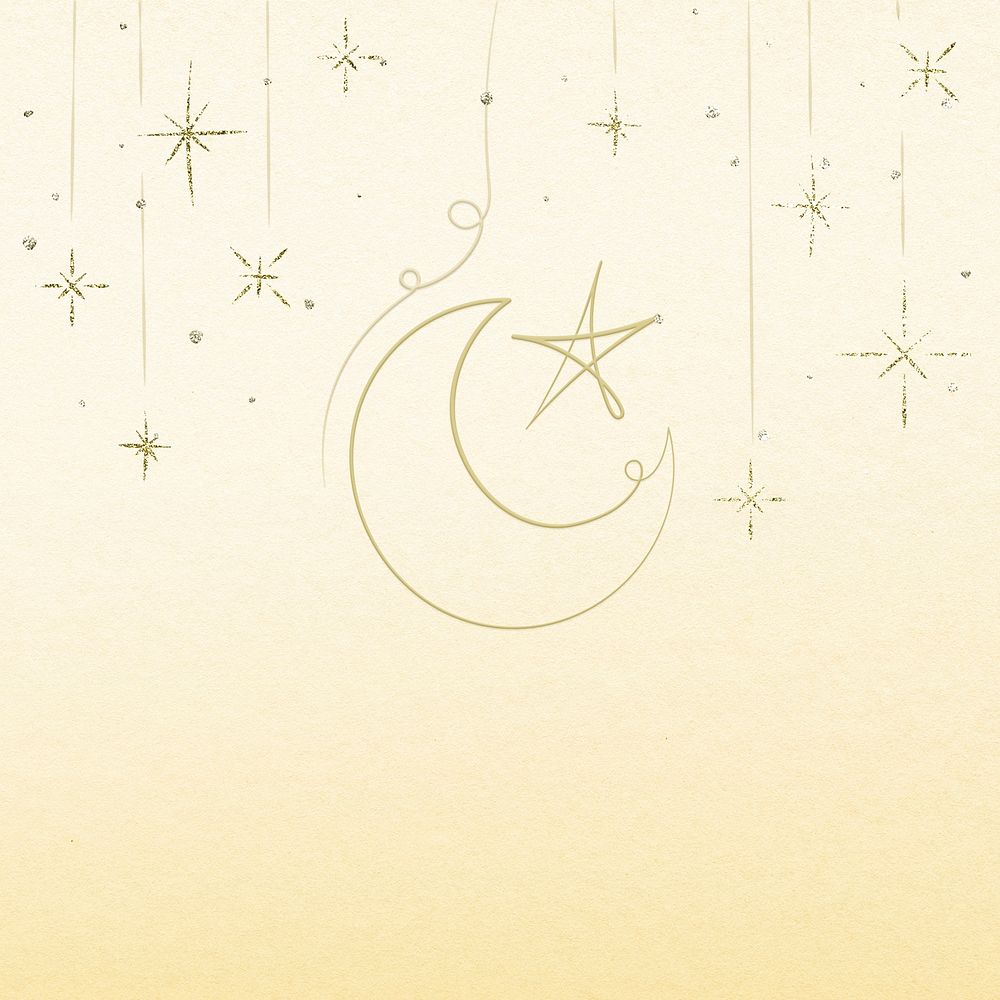 Ramadan yellow background with star and crescent moon