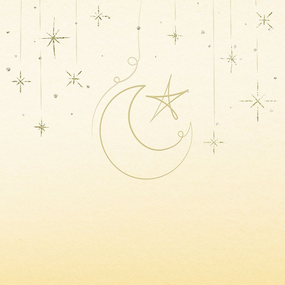 Ramadan yellow background psd with star and crescent moon