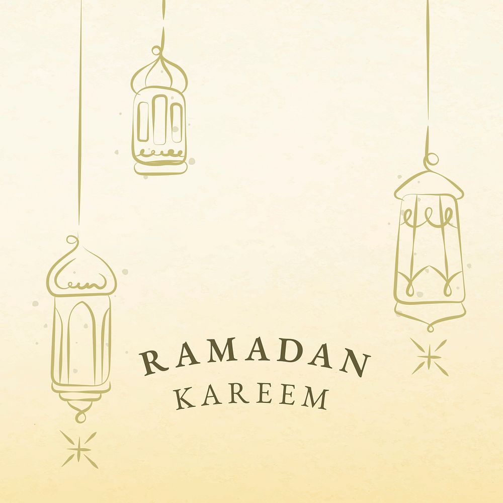 Ramadan greeting with lanterns illustration for social media post