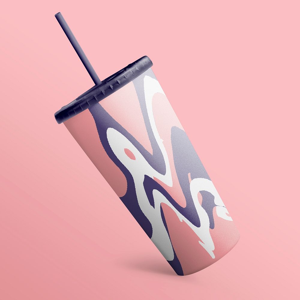 Colorful paper cup mockup psd in marble design