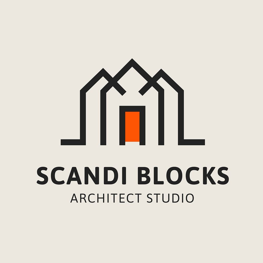 Minimal logo psd illustration of building with text