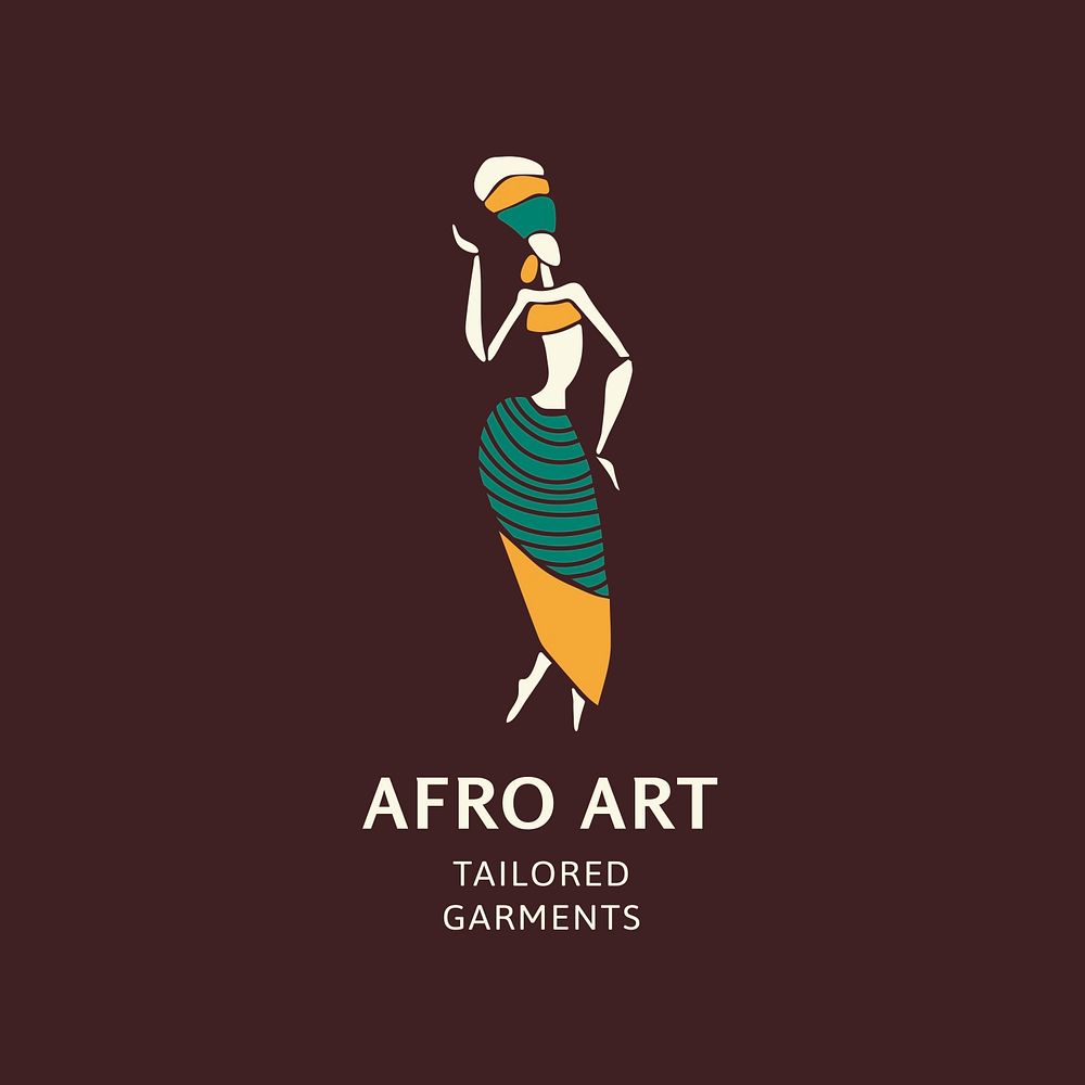 Ethnic woman logo psd illustration for branding
