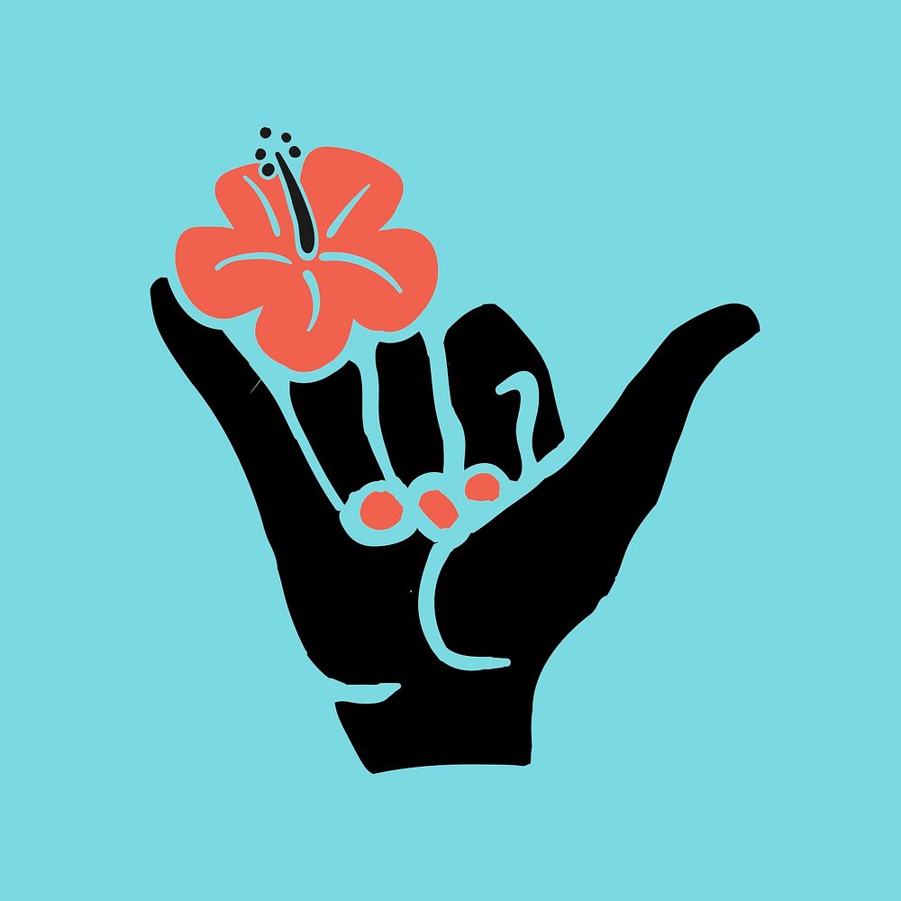 Branding icon psd illustration of floral hand