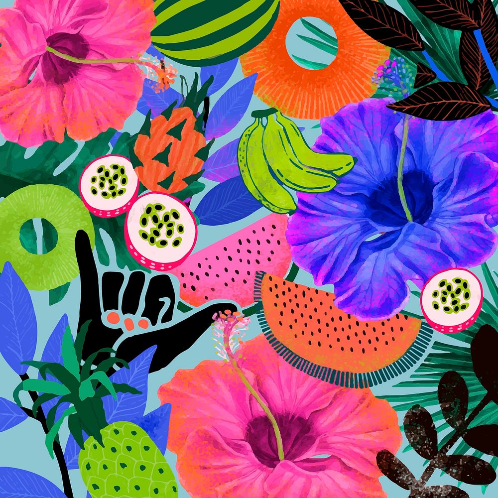 Colorful tropical pattern background vector