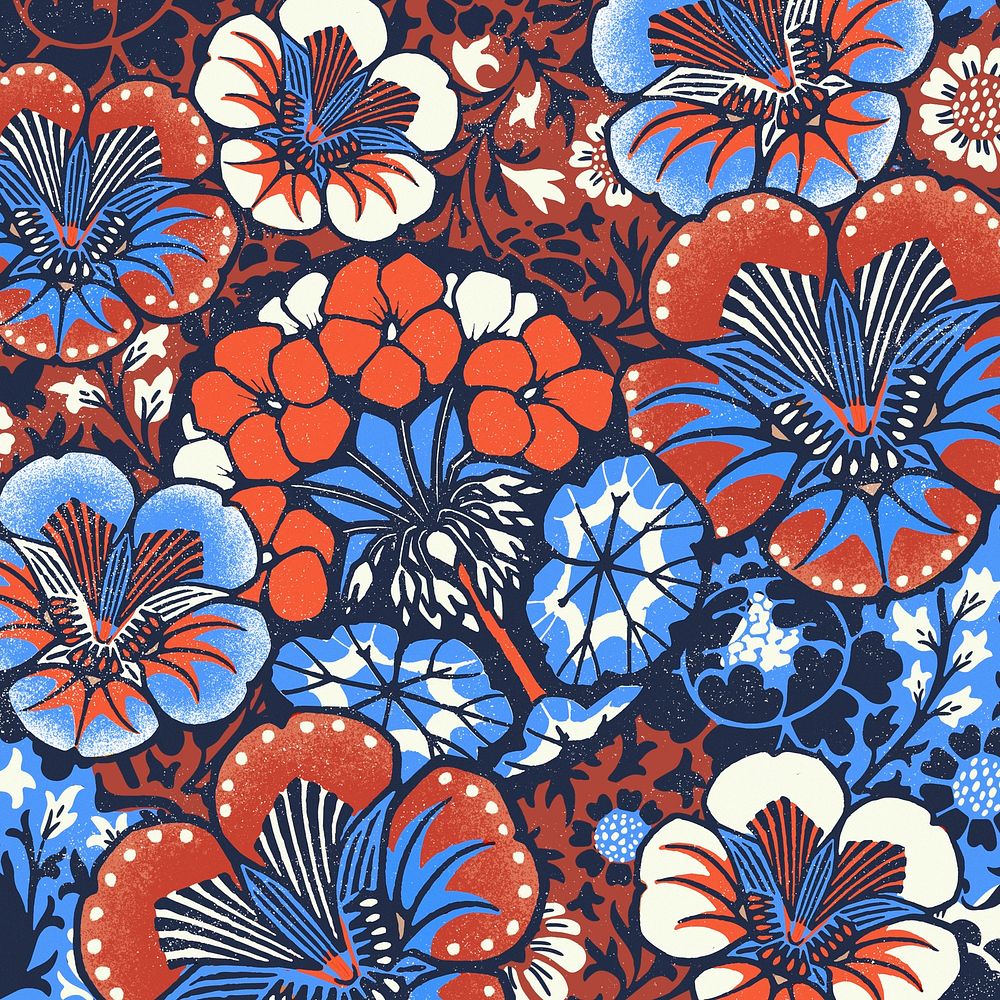 Vintage batik floral pattern illustration