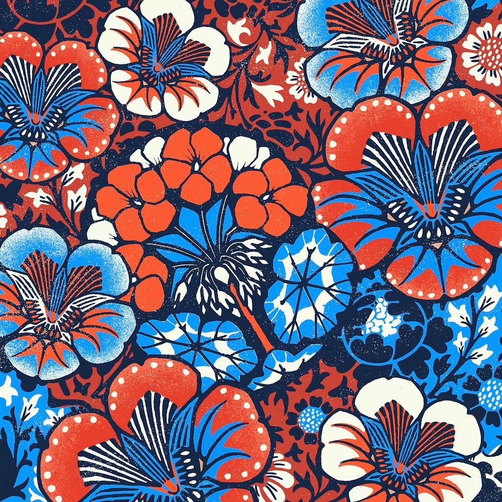 Vintage batik floral pattern psd