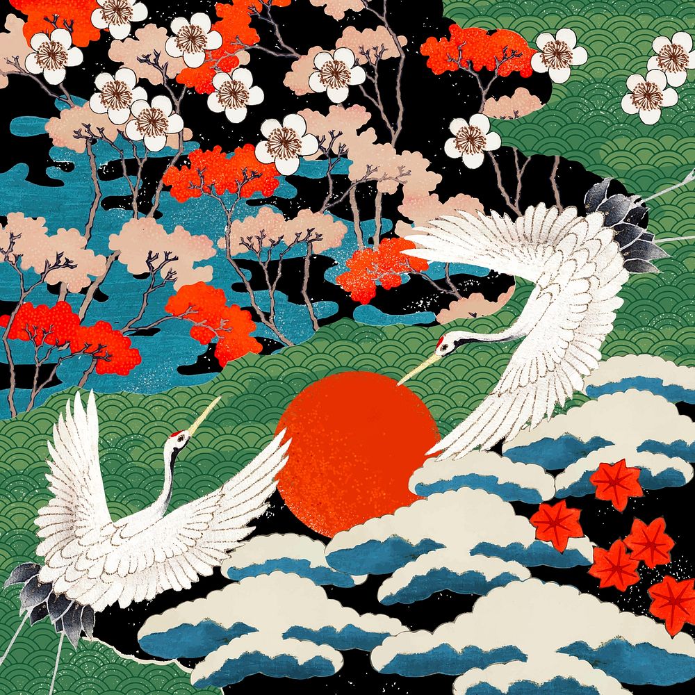 Vintage Japanese art pattern vector illustration