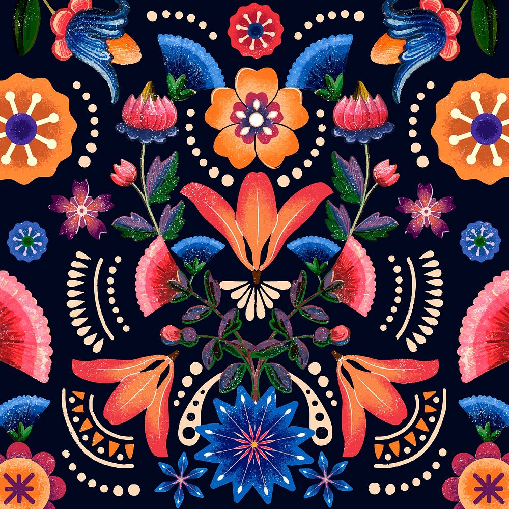 Mexican ethnic flower pattern vector
