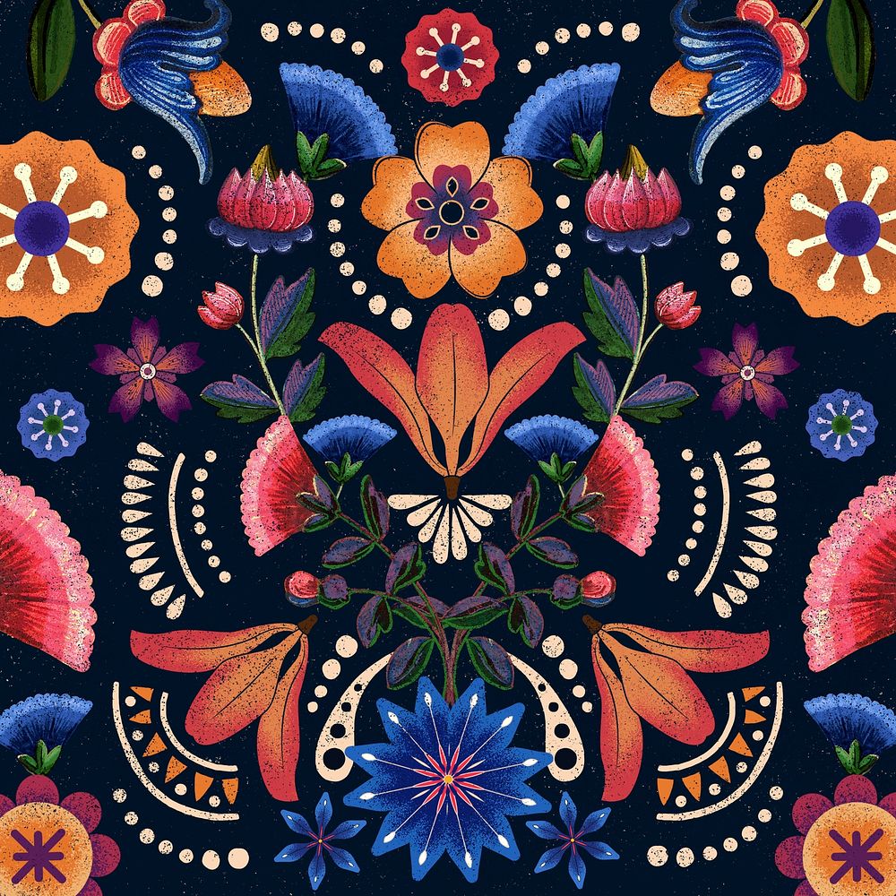 Mexican ethnic flower pattern illustration