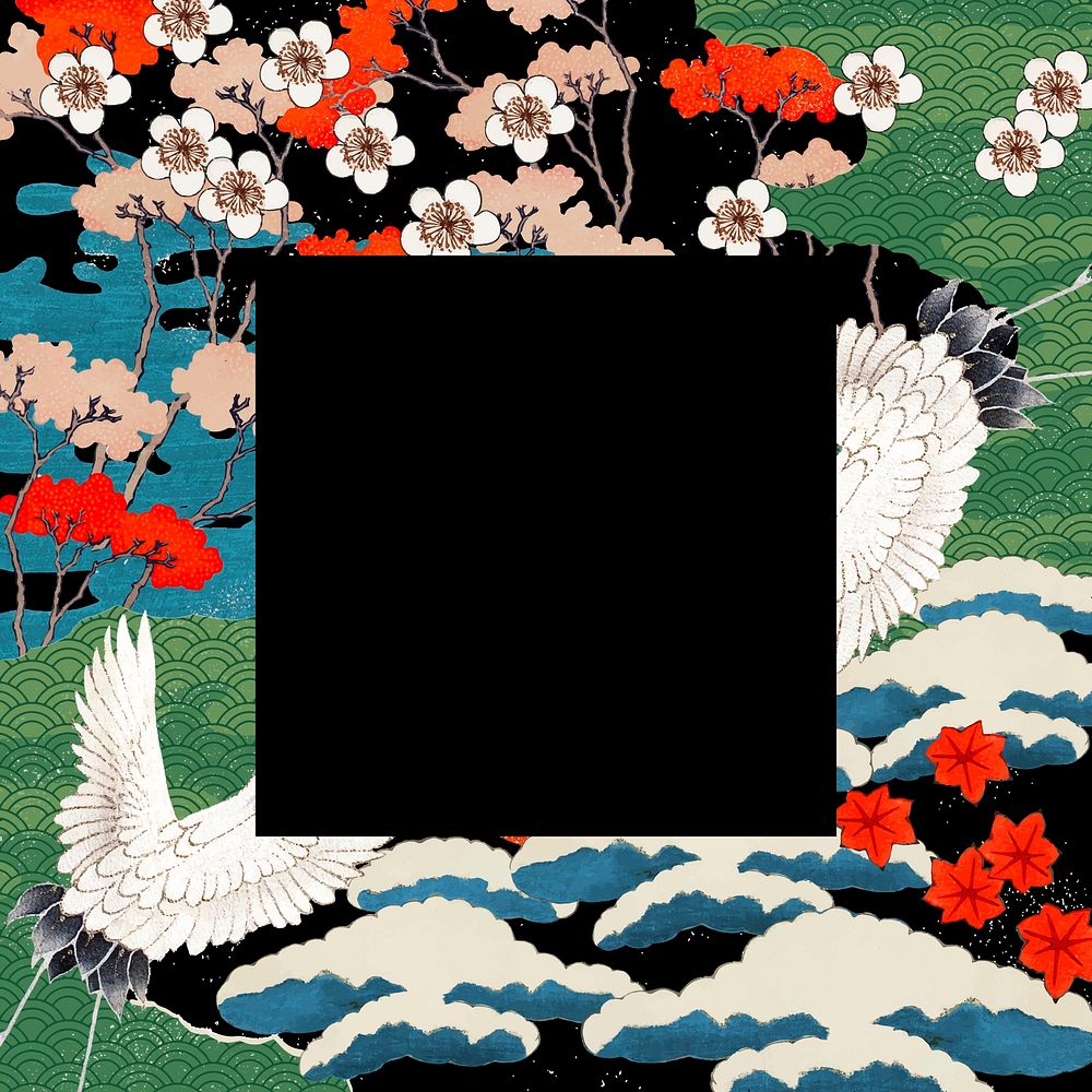 Vintage Japanese frame vector illustration, remixed from public domain artworks