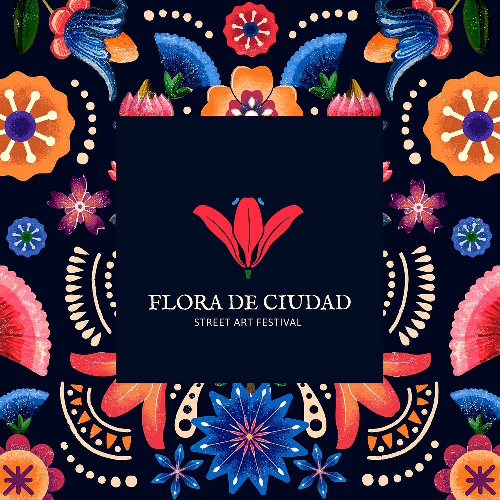 Mexican floral pattern template vector for branding logo