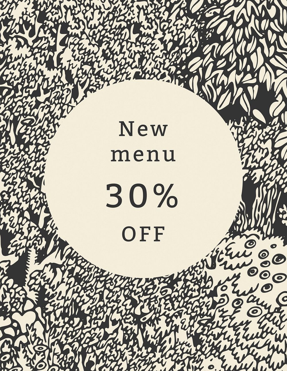 Cafe 30% discount template psd for flyer vintage promotional ad