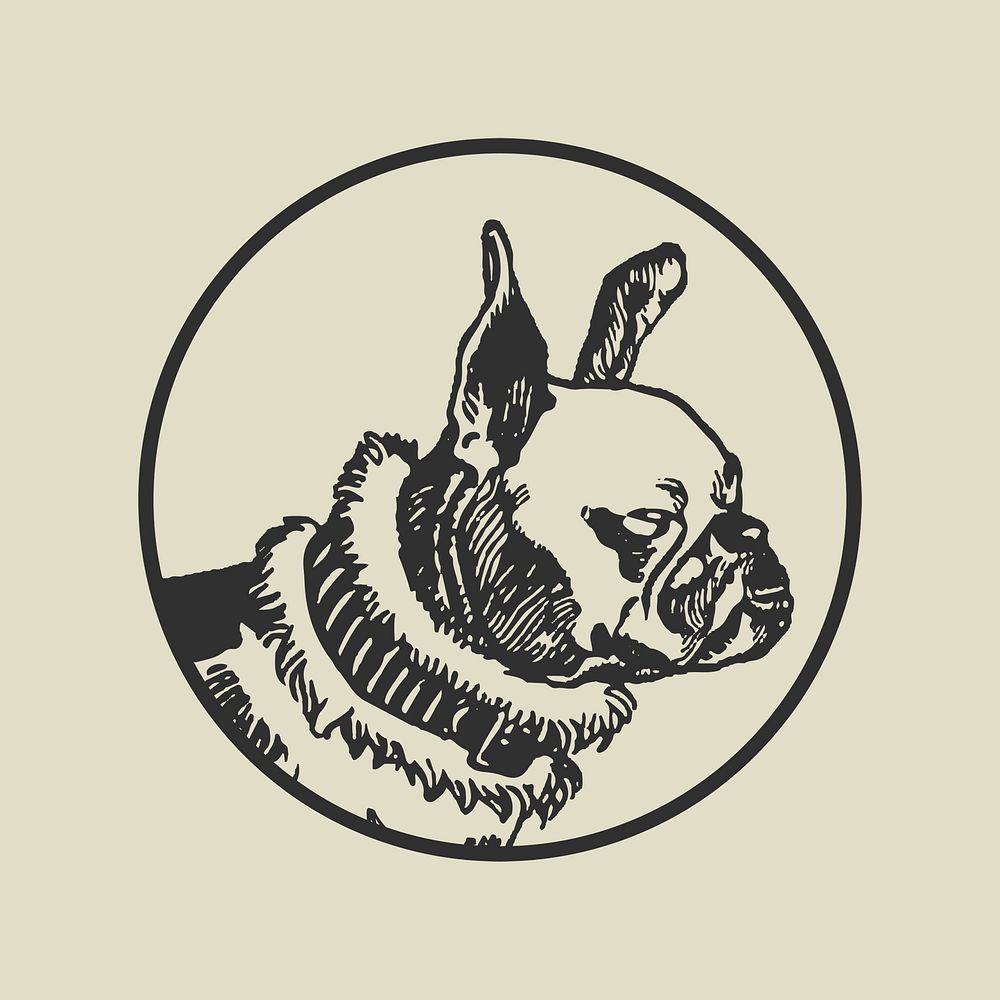 Bulldog dog sticker psd, remixed from artworks by Moriz Jung