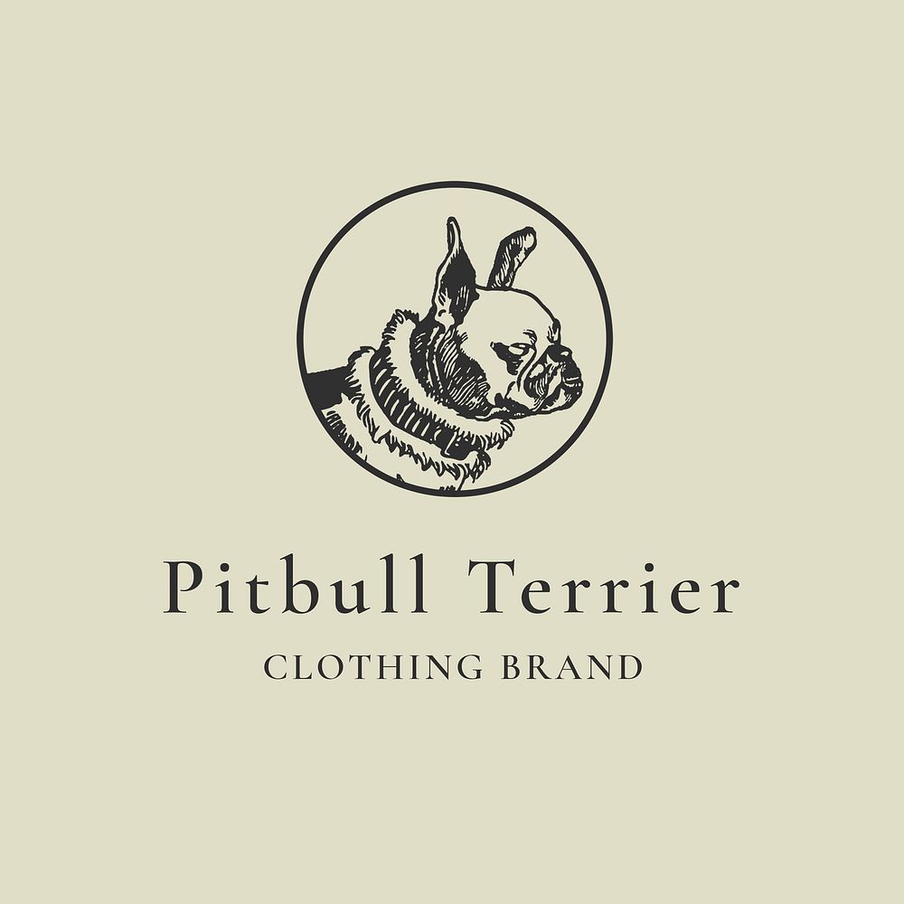 Boutique business logo template psd in vintage dog pitbull terrier, remixed from artworks by Moriz Jung